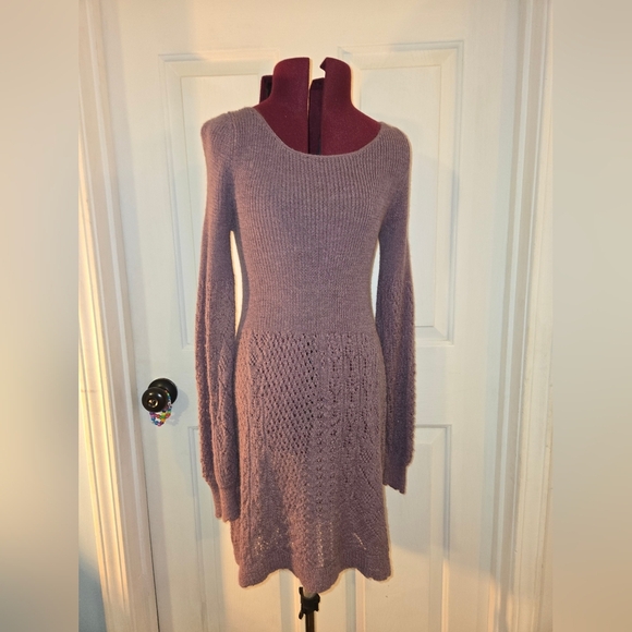 Knitted & Knotted Dresses & Skirts - Knitted & Knotted By Anthropologie Alpaca Small Purple Long Sleeve Sweater Dress